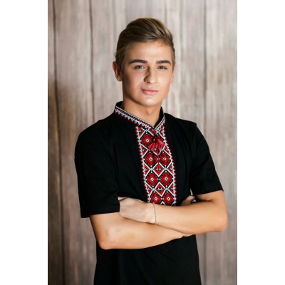 Embroidered t-shirt for men "Otaman" red on black